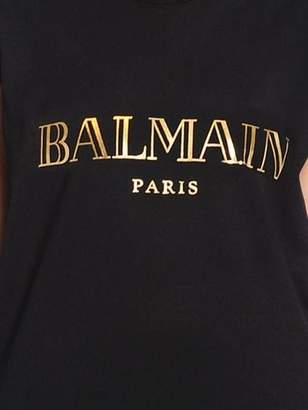 Balmain Metallic Logo Cotton Jersey T-shirt