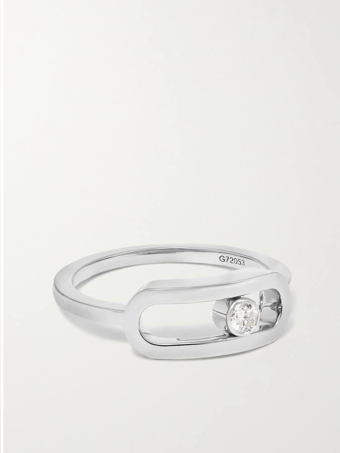 Messika Move Uno 18-karat White Gold Diamond Ring - Silver