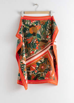 And other stories Satin Floral Stripe Scarf