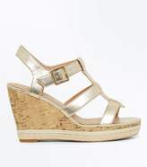Thumbnail for your product : New Look Gold Comfort Gladiator Cork Wedges