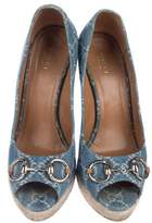 Thumbnail for your product : Gucci Denim Horsebit Wedges
