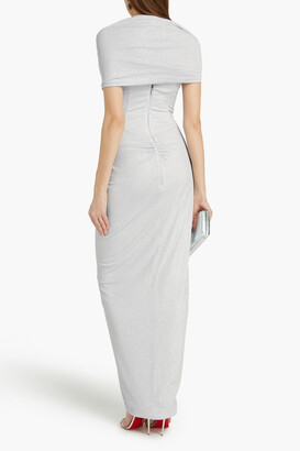 Rhea Costa Ruched glittered jersey gown