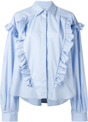 Preen by Thornton Bregazzi ruffled oversized shirt - women - Cotton - S