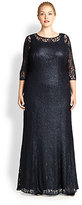Thumbnail for your product : Kay Unger Kay Unger, Sizes 14-24 Embroidered Lace Gown