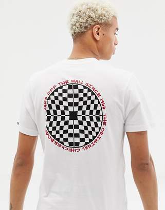 Vans Checkered T-Shirt With Back Print In White VA3H6JWHT