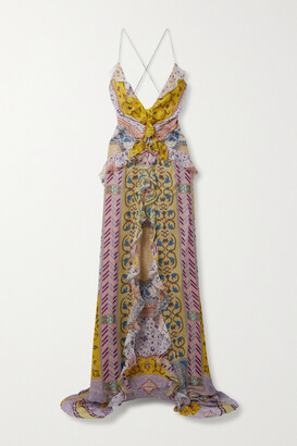 Etro Open-back Ruffled Printed Silk-georgette Maxi Dress