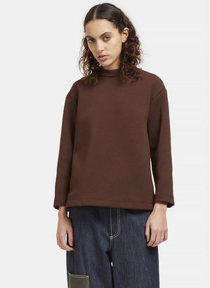 Marni Women’s Oversized Crimplene Open Back Sweater in Brown
