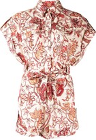 Thumbnail for your product : Zimmermann Belted Paisley-Print Playsuit