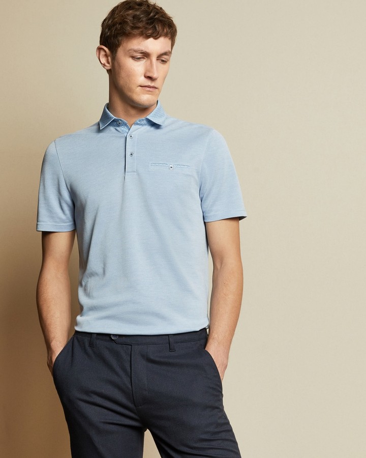 Ted Baker JETOFF Woven collar polo shirt - ShopStyle