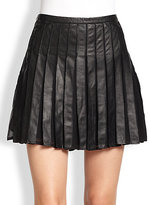 Thumbnail for your product : Joie Morowa Silk-Insert Pleated Leather Skirt