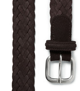 Thumbnail for your product : Andersons Brown 3.5cm Woven-Suede Belt