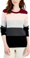 Thumbnail for your product : Karen Scott Women's Cable Crewneck Gemma Stripe Sweater, Created for Macy's