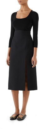 Gucci Square-G Buckle Silk & Wool Cady Crepe Dress