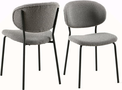 Boucle Fabric Dining Chairs Set Of 2,Dining Chairs With Metal Legs For Dining Room, Kitchen, Living Room