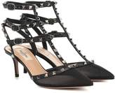 Thumbnail for your product : Valentino Garavani Rockstud mesh and leather pumps