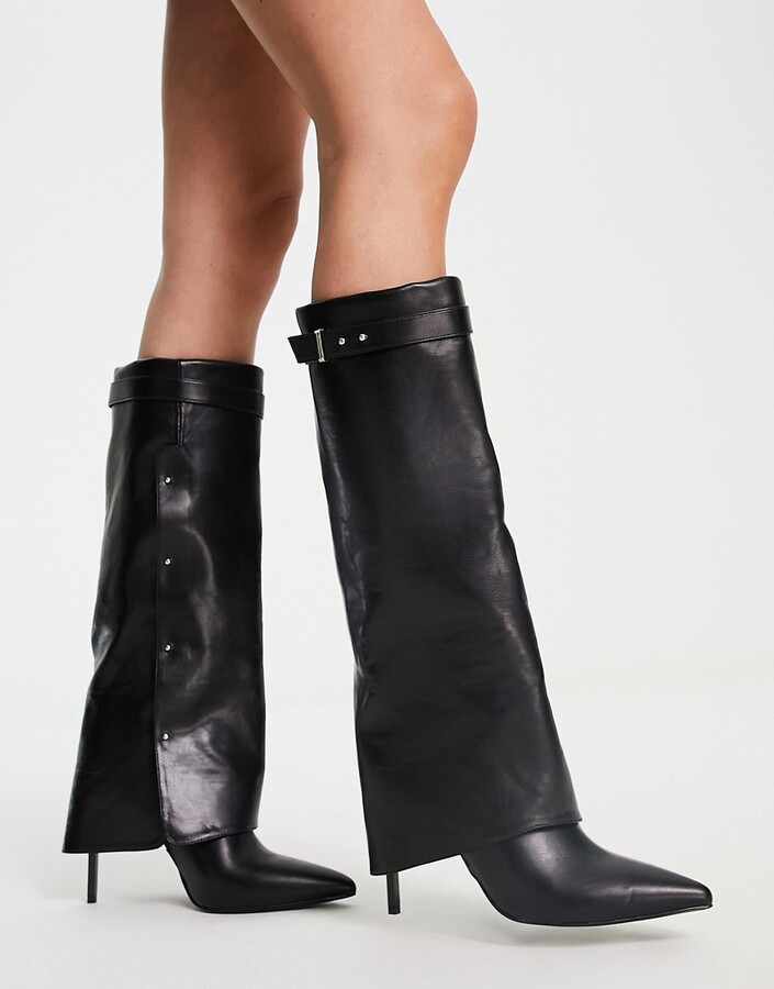 ASOS Damen Schuhe Stiefel Hohe Stiefel Krissy high-heeled over the knee wedges in patent 