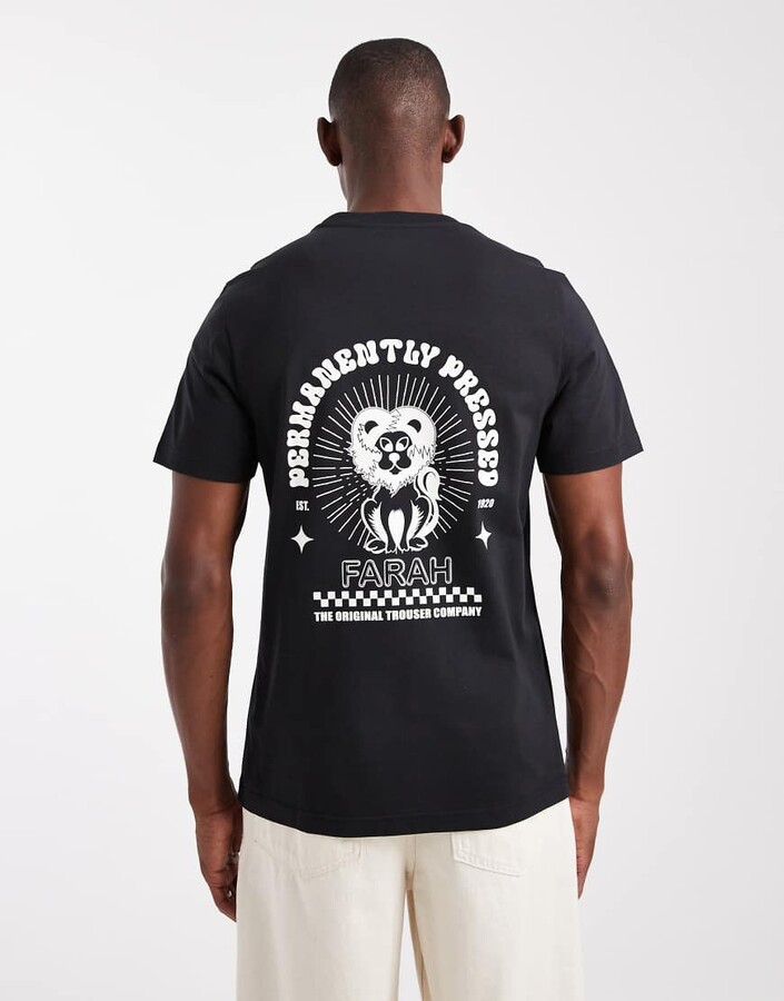 Farah graphic Harker T-shirt in black