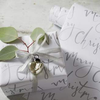 The White Company Merry Christmas Script Wrapping Paper - 6m, White, One Size