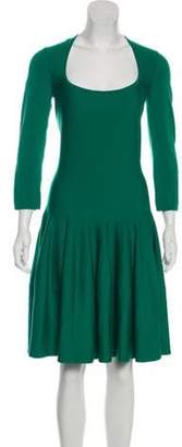 Alexander McQueen Wool Knee-Length Dress Green Wool Knee-Length Dress