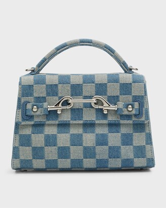 Rebecca Minkoff Lou Checkered Denim Top-Handle Bag