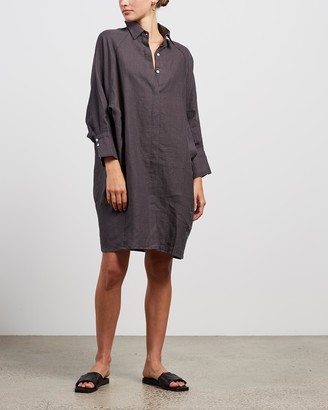 Andrea & Joen - Women's Grey Long Sleeve Dresses - Evie Shirt Dress - Size L at The Iconic