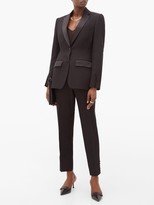 Thumbnail for your product : Burberry Hanover Buttoned-cuff Wool-crepe Tuxedo Trousers - Black White