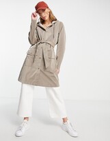 Thumbnail for your product : Rains 1824 belt coat with hood in velvet taupe