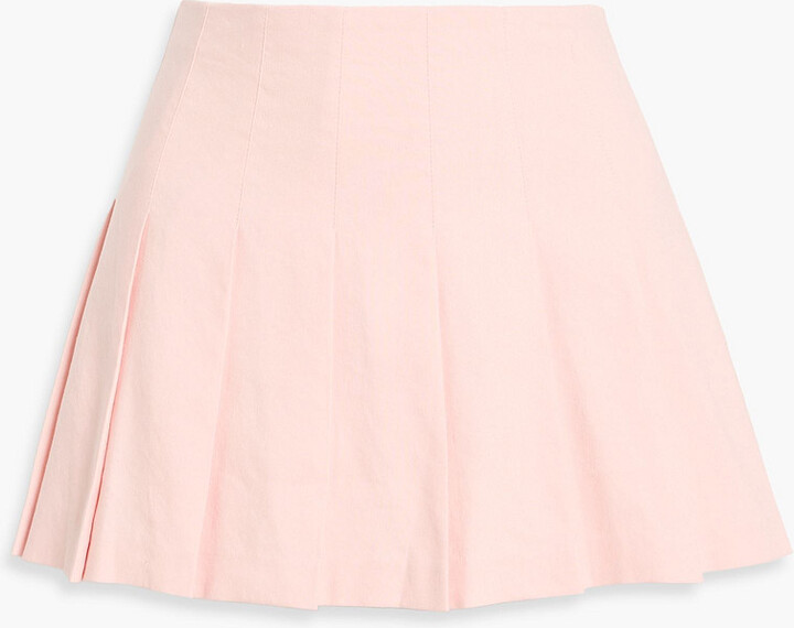 Alice + Olivia Carter pleated linen-blend mini skirt