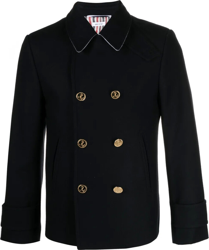 Thom Browne Double-Breasted Wool Peacoat