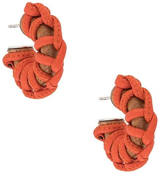 Bottega Veneta Woven Leather Hoop Earrings