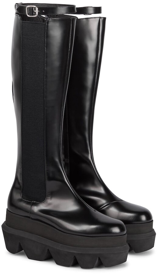 platform knee high combat boots