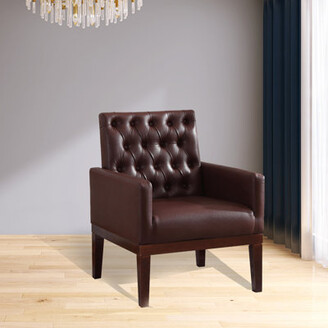 Ashcroft Kameron Mid Century Modern Tufted Genuine Leather Sofa in Cognac  Tan - ShopStyle
