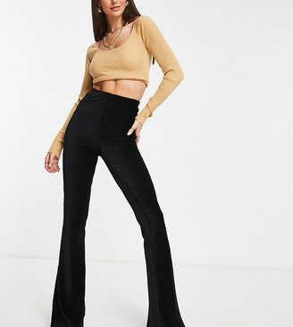 ASOS Tall ASOS DESIGN Tall kick flare pants in cord in black - ShopStyle