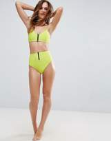 Thumbnail for your product : ASOS Design Neoprene Chunky Functional Zip Crop Bikini Top