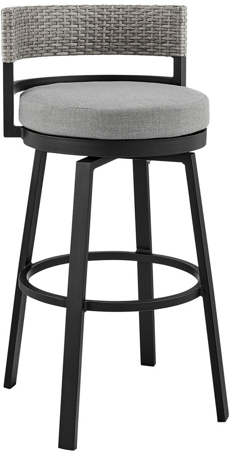 Black VINGLI 2PCS Patio Swivel Chairs Set Upgraded Outdoor Swivel Bar Stools 360 Degree Swivel Patio Bar Stools 