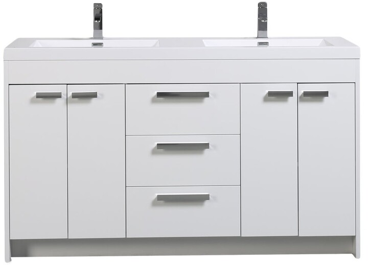Eviva Lugano 60 inch White Modern Double Sink Bathroom Vanity with