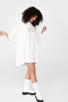 Thumbnail for your product : Nasty Gal Womens No Fear Oversized Graphic T-Shirt Dress - White - Xs/s
