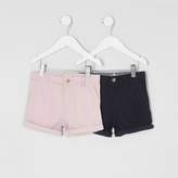 Thumbnail for your product : River Island Mini boys pink navy chino shorts multipack