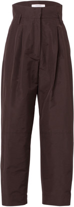 Dorothee Schumacher Women's Taffeta Renewal Pleated Cotton-Blend Trousers - Brown - Moda Operandi