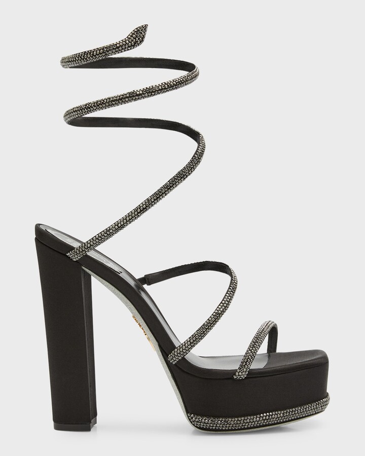 Rene Caovilla Crystal Snake-Wrap Platform Cocktail Sandals ShopStyle