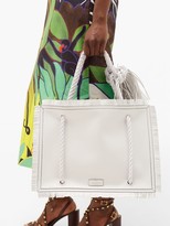 Thumbnail for your product : Valentino Garavani - The Rope Large Leather Tote Bag - White