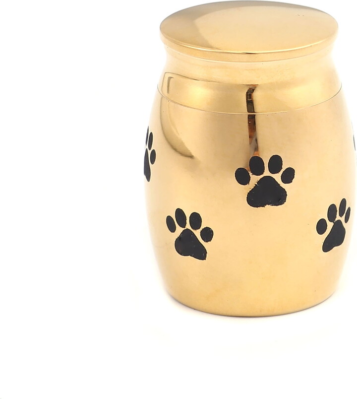 Anavia Gold Pet Memorial Keepsake, Paw Print Mini Ashes Holder Container, Polished Pet Cremation Urn for Ashes, Small Urn for Pet Ashes, Pet Ashes Holder Keepsake Urn Ship Next Day [Paw, Gold, No Engraving]