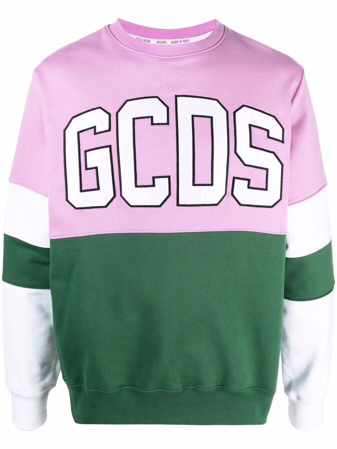 GCDS Colour-Block Logo-Print Sweatshirt - ShopStyle Crewneck Sweaters