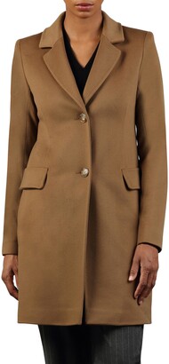fleurette notch collar wool coat