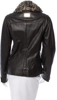 Thumbnail for your product : Dolce & Gabbana Fur-Trimmed Leather Jacket w/ Tags