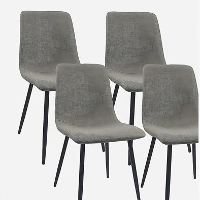 One Allium Way 4-Piece Dining Chair Set Modern Decorative Chairs Linen Fabric Chairs Spoon-Shaped Kitchen Chairs Side Chairs With Metal Legs Suitable For Dining