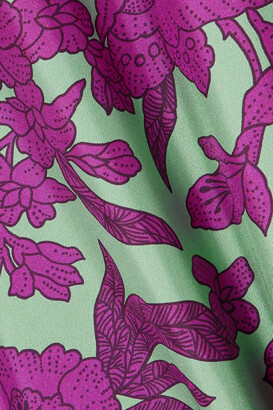【LA DOUBLEJ】ruffled floral-print silk-twill maxi ドレス LA DOUBLEJ Swing feather-trimmed printed silk-twill maxi