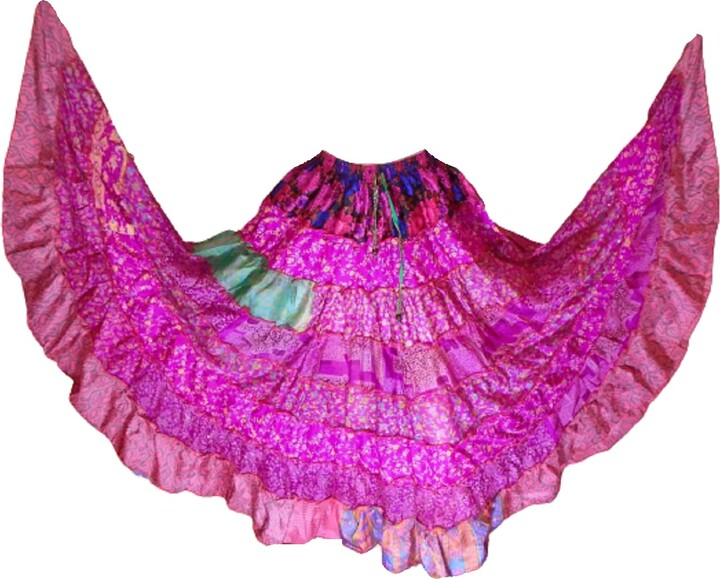 Generic 9 Yard Maxi Bohemian Frill Skirt Belly Dancing Coloured Banjara
