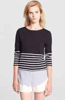 Thumbnail for your product : Band Of Outsiders Breton Stripe Top with Shirttail Hem