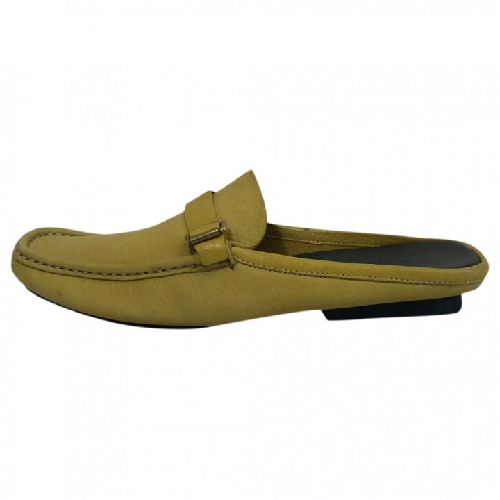 yellow leather mules